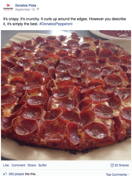 social media for restaurants Donatos Pizza Belle Communications