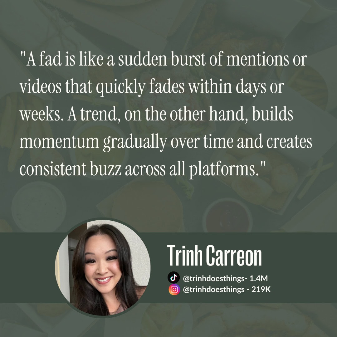 Trinh Carreon on food trends vs fads